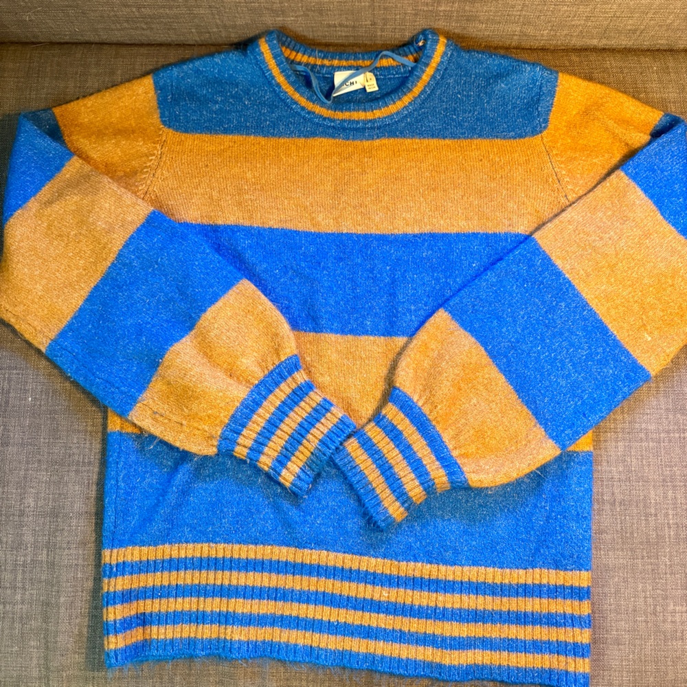 Ichi Blue and gold Striped Sweater